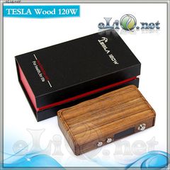 Tesla Wood 120W - деревянный боксмод-вариватт под 2 аккумулятора.