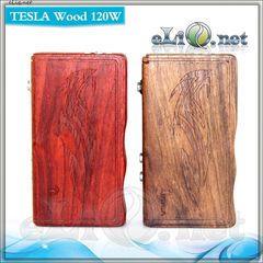 Tesla Wood 120W - деревянный боксмод-вариватт под 2 аккумулятора.