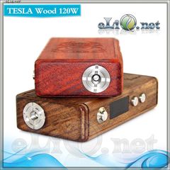 Tesla Wood 120W - деревянный боксмод-вариватт под 2 аккумулятора.