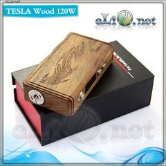 Tesla Wood 120W - деревянный боксмод-вариватт под 2 аккумулятора.