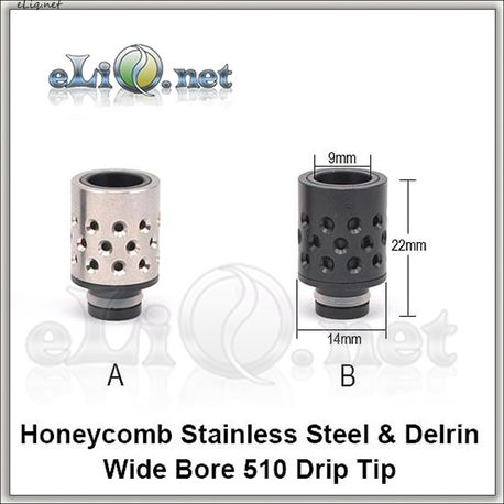 [510] Honeycomb  Drip tip. Дрип-тип из нержавеющей стали и делрина.