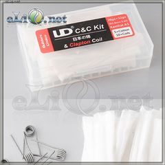 UD 26/32 AWG Clapton Coils + Cotton - коттон (вата) + намотки из клэптон кантала в кейсе для аккумуляторов.