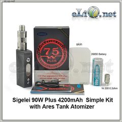 Sigelei 90W Plus 4200mAh + Ares Tank. Комплект. Боксмод варивольт-вариватт с температурным контролем + атомайзер + аккумулятор.