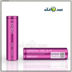 [35A] 3000mah Efest Purple IMR18650  - flat top - Высокотоковый аккумулятор, без защиты, с плоским верхом.