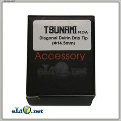 Широкий скошенный дрип-тип из делрина на GeekVape Tsunami 22/24 RDA. Diagonal Delrin Drip Tip.