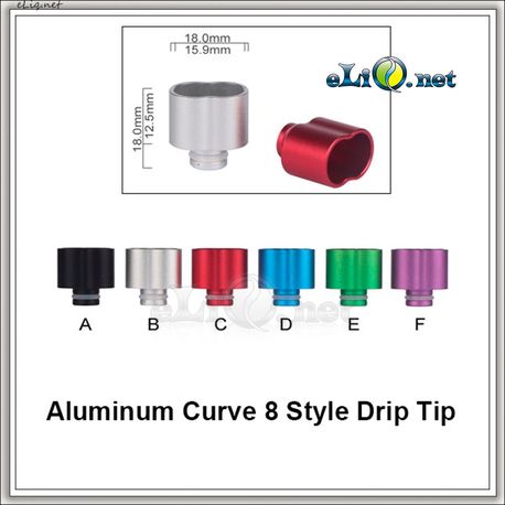 [510] Curve 8 Drip Tip. Алюминиевый дрип-тип.