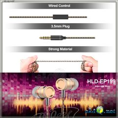 In-ear Style Metal Line-control Earphone. Наушники с микрофоном. HLD-EP199