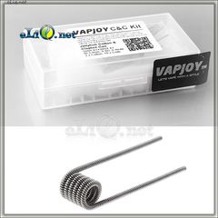 0.8 ohm Vapjoy K A1 Clapton Coils + Cotton. Коттон (вата) + намотки из кантала в кейсе для аккумуляторов.