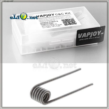 0.8 ohm Vapjoy K A1 Clapton Coils + Cotton. Коттон (вата) + намотки из кантала в кейсе для аккумуляторов.