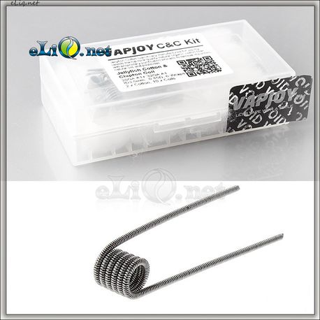 0.85 ohm Vapjoy K A1 Clapton Coils + Cotton. Коттон (вата) + намотки из кантала в кейсе для аккумуляторов.