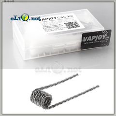 0.45 ohm Vapjoy K A1 Fused Clapton Coils + Cotton. Коттон (вата) + намотки из кантала в кейсе для аккумуляторов.