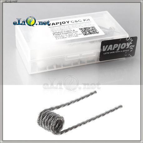 0.45 ohm Vapjoy K A1 Fused Clapton Coils + Cotton. Коттон (вата) + намотки из кантала в кейсе для аккумуляторов.