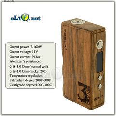 Tesla Wood TC 160W Mod Kit. Деревянный боксмод-вариватт с ТК.