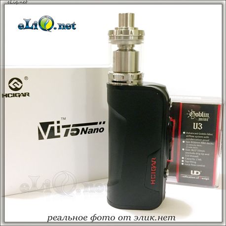 Kit: 75W Hcigar VT75 Nano + Goblin v3 Mini RTA - боксмод c оригинальной платой DNA75 + обслуживаемый атомайзер.