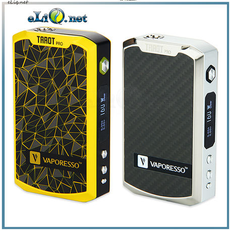 160W Vaporesso TAROT PRO VTC MOD - вариватт с ТК. Стальной и желтый.