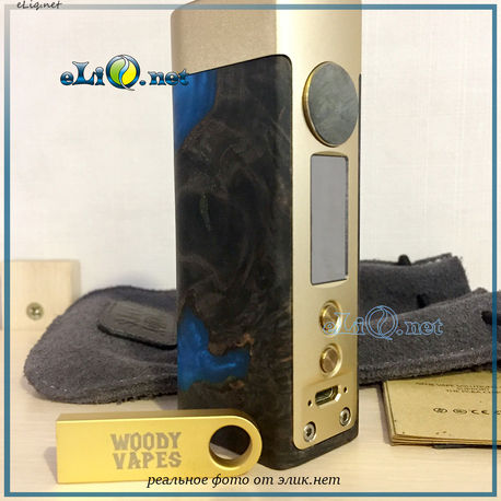 Woody Vapes Stabilized Wood S3 80W TC Box MOD боксмод вариватт с ТК, стаб дерево.