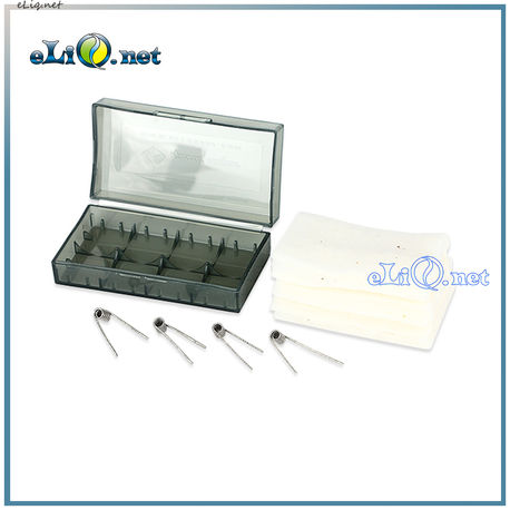 0.7 ohm Fused Clapton Coil 28*2ga + 32ga Kanthal GeekVape 3in1 DIY Kit. Набор готовые спирали, коттон, кейс для аккумуляторов.