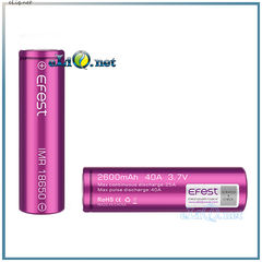 [40A] 2600mah Efest Purple IMR18650  - flat top - Высокотоковый аккумулятор, без защиты, с плоским верхом.