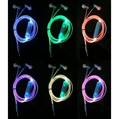 Color Change LED Earphones iPhone, Samsung светящиеся наушники - гарнитура для смартфонов.