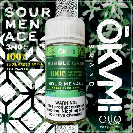 100ml OKAMI Sour Menace - Bubble Gang. Жидкость для электронной сигареты. Кислое яблоко. Оками Премиум