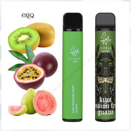 Elf Bar 1500 Puff Kiwi Passion Fruit Guava одноразовая pod-система, Эльф бар Киви, маракуйя, гуава