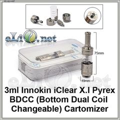 [Innokin] iClear X.I Pyrex BDCC  Разборной стклянный двуспиральный клиромайзер - танк с нижними спиралями