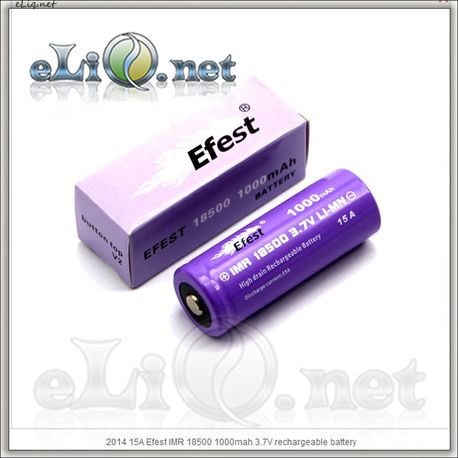 Efest IMR18500 1000mah (Purple) 2014 button top [15A] Высокотоковый аккумулятор