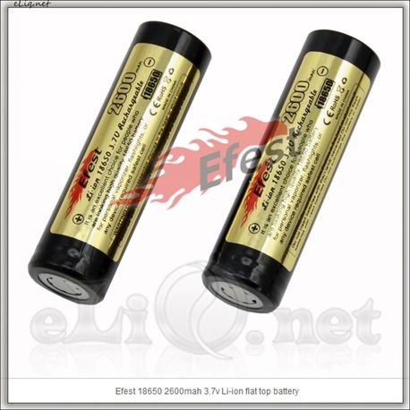 Efest 18650 2600 mah Li-ion battery with flat top. Литий-ионный аккумулятор без защиты