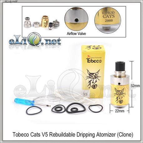 Tobeco Cats V5 RDA - ОА для дрипа из нержавеющей стали и латуни, две спирали. клон.