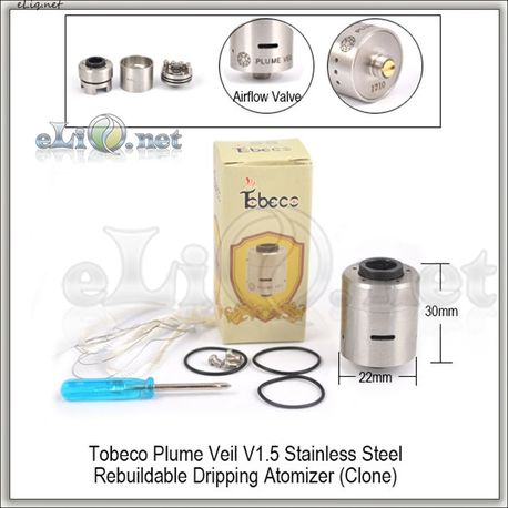 Tobeco Plume Veil V1.5 RDA - ОА для дрипа из нержавеющей стали. клон