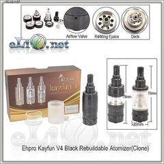 Черный Kayfun V4 RBA Rebuildable Atomizer Kit (Обслуживаемый атомайзер, клон кайфуна 4 версия) Tobeco