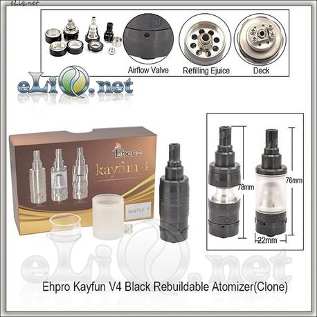 Черный Kayfun V4 RBA Rebuildable Atomizer Kit (Обслуживаемый атомайзер, клон кайфуна 4 версия) Tobeco
