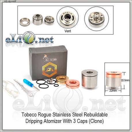 Tobeco Rogue RDA - ОА для дрипа из нержавеющей стали с тремя разными крышками. клон