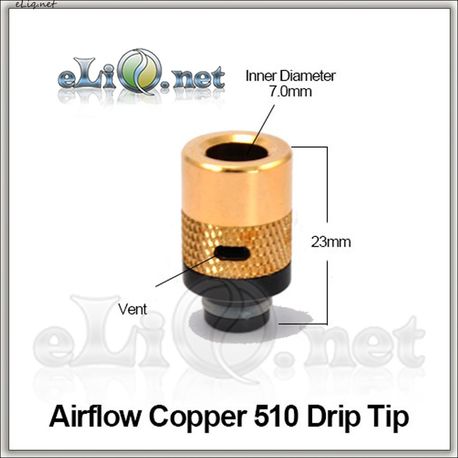 [510] Airflow Copper 510 Drip Tip. Медный дриптип с обдувом.